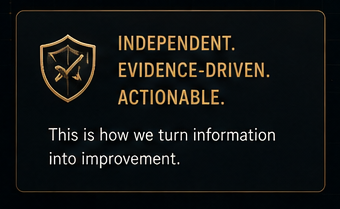 Badge reading independent, evidence-driven, actionable: this is how we turn information into improvement